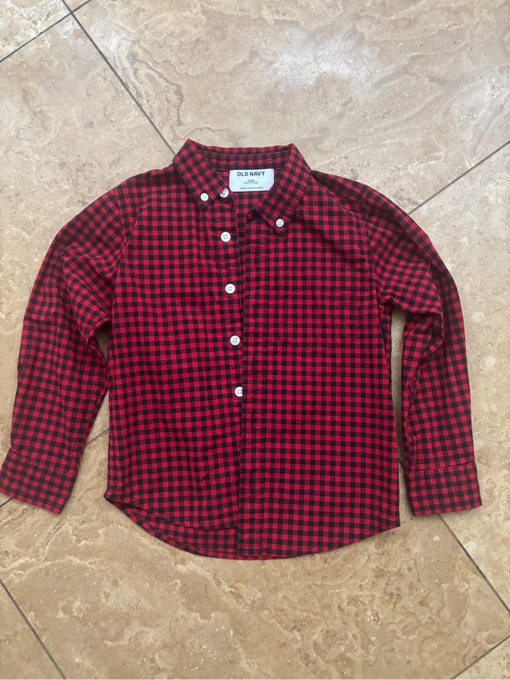 Old Navy Red and Black Checkered Button-Down Shirt for Kids